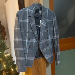 💝 Flattering slimming classic Marissa Webb NWT Plaid Double-Breasted Blazer S 💝